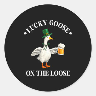 Lucky Goose On The Loose St.patrick's Day Irish Sh Classic Round Sticker