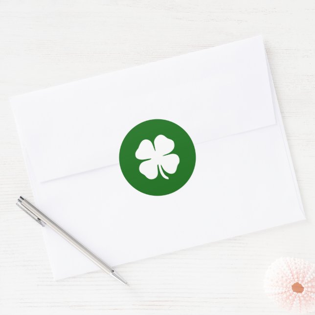 Lucky Green Clover                Classic Round Sticker (Envelope)