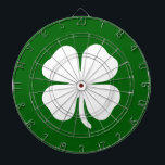 Lucky Green Clover Irish Dartboard<br><div class="desc">Lucky Emerald Green Irish Four-Leaf Clover Dartboard – Modern and minimal. Make it your own - Customise with your name, a personal phrase, or any colour of your choice to make it uniquely yours. Embrace luck and style with this sleek lucky dart board featuring a modern, minimalist four-leaf clover design....</div>
