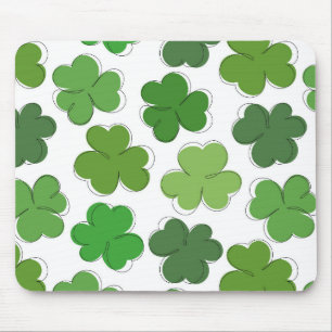 Lucky green clover. Outline shamrock. Mouse Pad