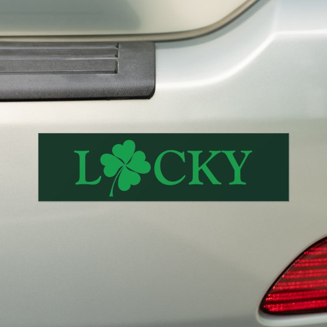 Lucky Green Clover Shamrock St. Patrick's Day Bumper Sticker (On Car)