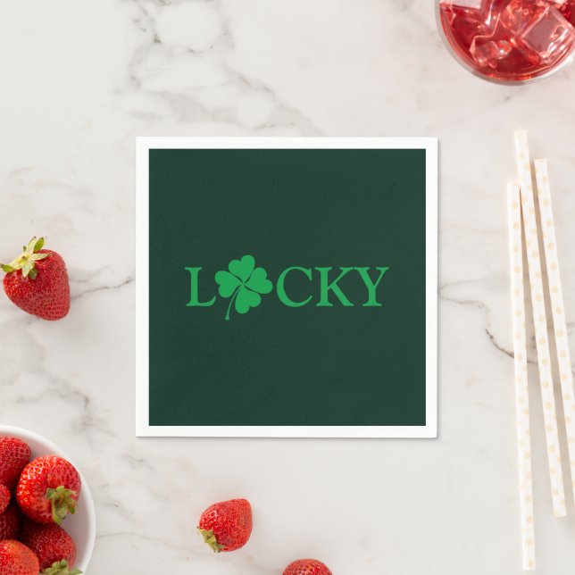 Lucky Green Clover Shamrock St. Patrick's Day Napkin (Insitu)
