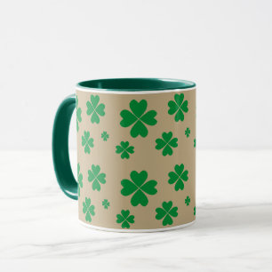 Lucky Green Clovers on Beige Mug
