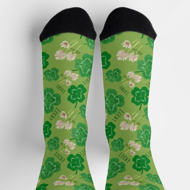 Lucky Green crew sockls Clover St Patrick’s Day Socks (Top)