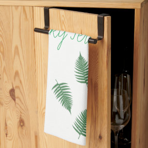 Lucky Green Fern Pattern Tea Towel