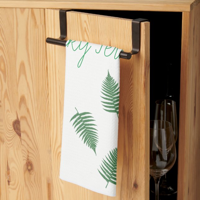 Lucky Green Fern Pattern Tea Towel (Thirds Fold)