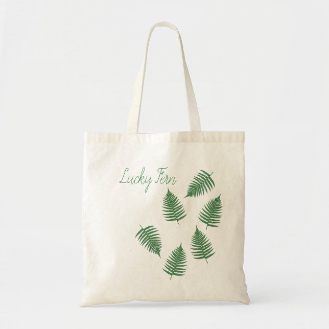 Lucky Green Fern Pattern Tote Bag (Front)