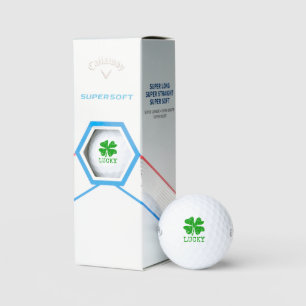 Lucky green four leaf clover personalised golf balls