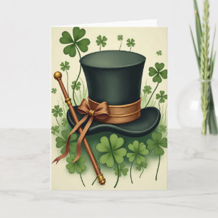 Lucky Green Hat Irish Charm Card
