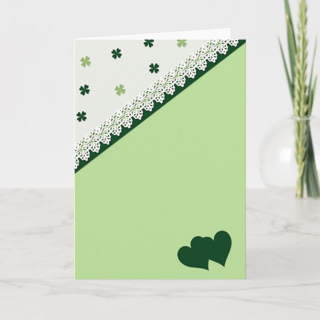 Lucky Green Hearts Card (Front)