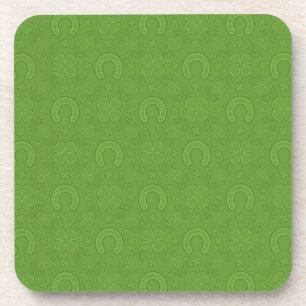 Lucky Green Icons Pattern Coaster