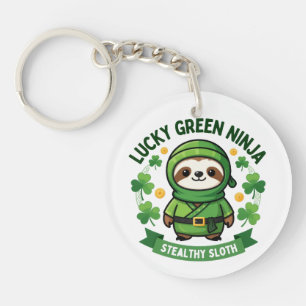 Lucky Green Ninja Sloth St. Patrick's Day Keychain