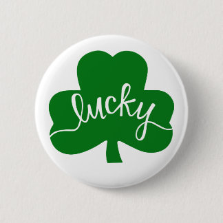 Lucky Green Shamrock Button