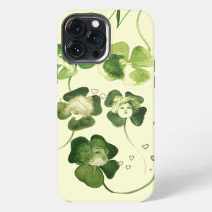 LUCKY GREEN SHAMROCK LADIES WITH HEARTS MONOGRAM iPhone 13 PRO MAX CASE