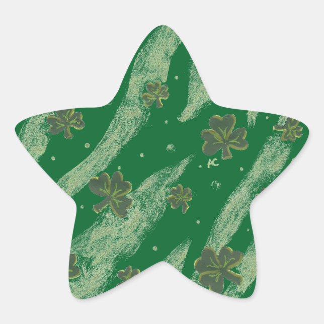 Lucky green shamrock pattern star stickers (Front)