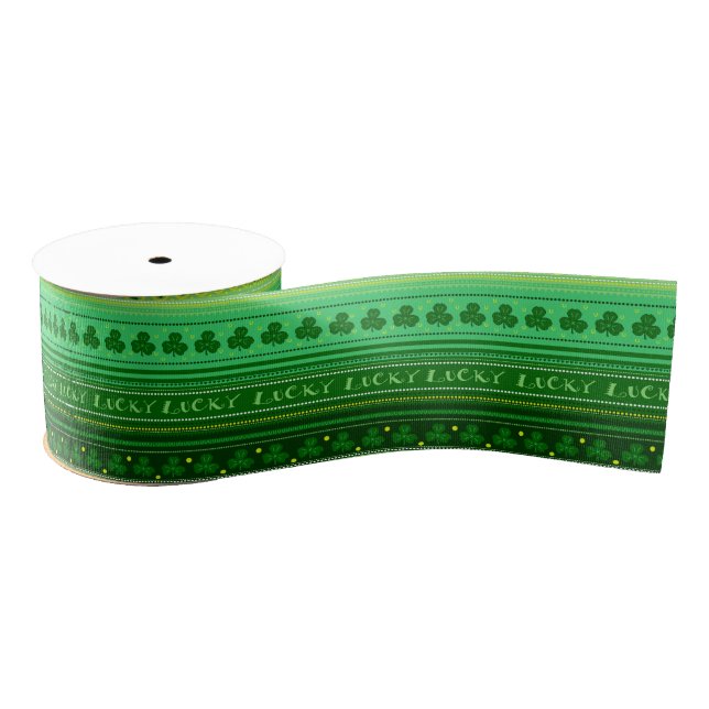Lucky Green Shamrock | St. Patricks Day Irish Grosgrain Ribbon (Spool)