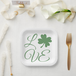 Lucky Green Shamrocks St. Patrick's Day   Paper Plate