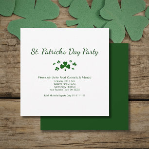 Lucky Green ShamrocksSt. Patrick's Day Party  Invitation