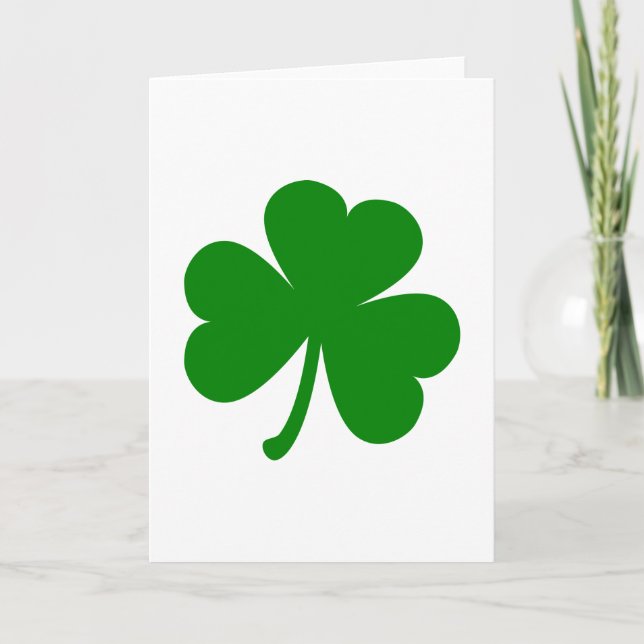 Lucky Green St Patrick's Day Shamrock Card (Front)
