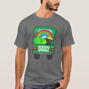 Lucky Green Truck Pot Of Gold Shamrock Irish St Pa T-Shirt