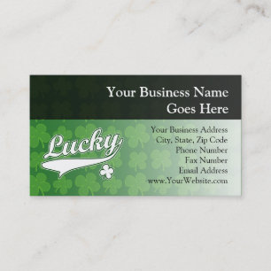 Lucky, Green/White 4 Leaf Clover Business Card