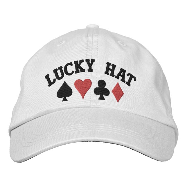 Lucky Hat Playing Card Suits Embroidered Baseball (Front)