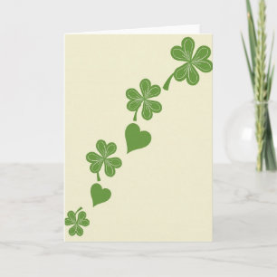 Lucky Hearts Green Clover Card
