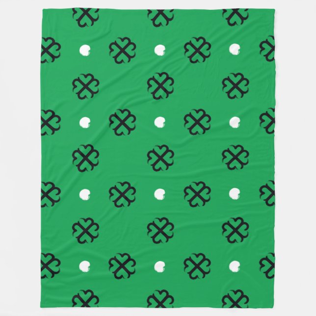 Lucky Hearts Shamrock Fleece Blanket (Front)