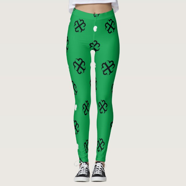 Lucky Hearts Shamrock Leggings (Front)
