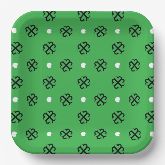 Lucky Hearts Shamrock Paper Plate (Front)