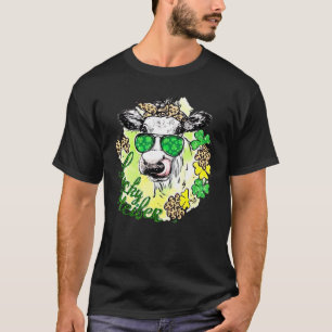 Lucky Heifer St Patrick S Day Cow Clover Sunglasse T-Shirt