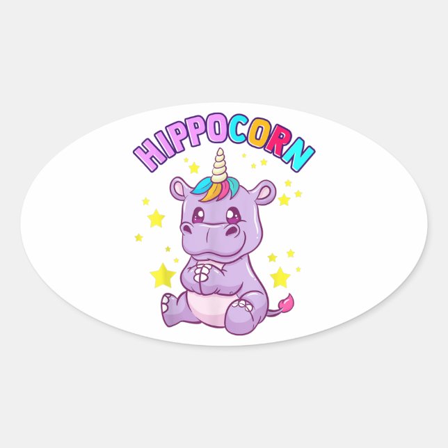 Lucky Hippo Sticker - Cute Gift Idea (Front)