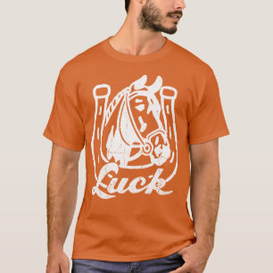 Lucky Horse with Horseshoe White Distressed T-Shirt