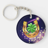 Lucky horseshoe 4 leaf clover shooting star purple
