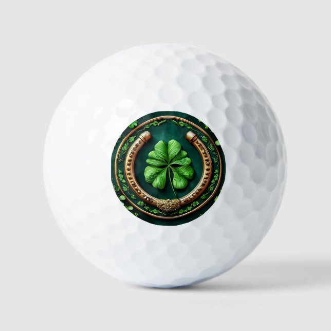 Lucky Horseshoe and Clover Design Golf Balls (Front)