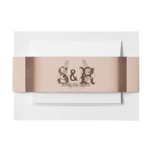 Lucky Horseshoe Brown Leather Wedding Belly Band Invitation Belly Band