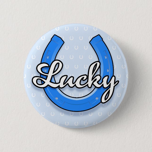Lucky Horseshoe Button (blue) (Front)