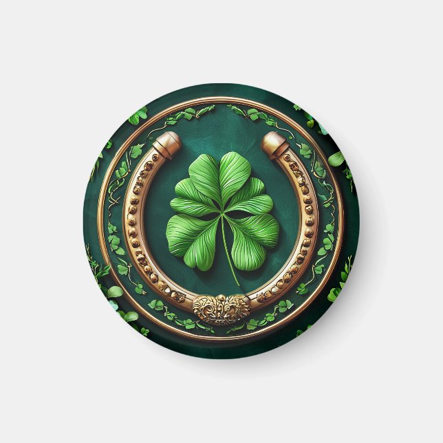 🍀 Lucky Horseshoe Clover Charm Good Luck Design  Magnet (Front)