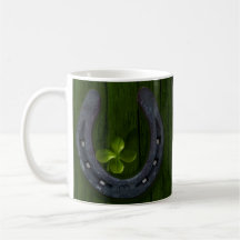 Lucky Horseshoe Clover Design Coffee Mug Cup