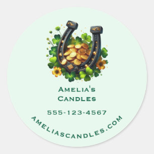 Lucky Horseshoe Gold Coins and Clover Business Classic Round Sticker