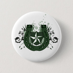 lucky horseshoe : hi-fi : 6 cm round badge