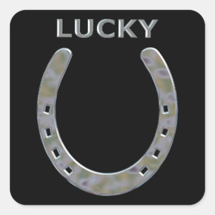 Lucky Horseshoe in Silver Square Sticker