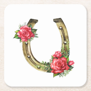 Lucky Horseshoe Napkins Square Paper Coaster