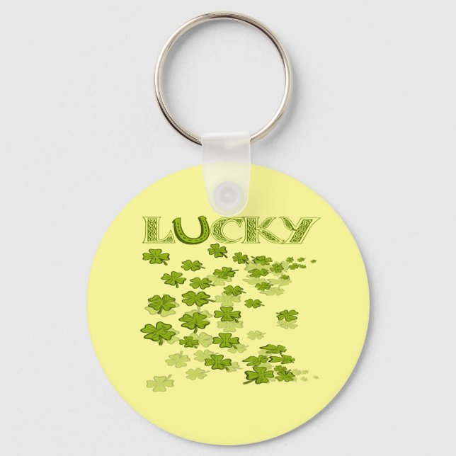 Lucky HorseShoe Shamrocks Key Ring (Front)