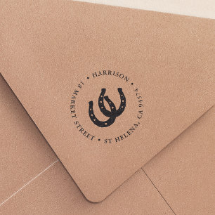 Lucky Horseshoes Round Return Address Self-inking Stamp