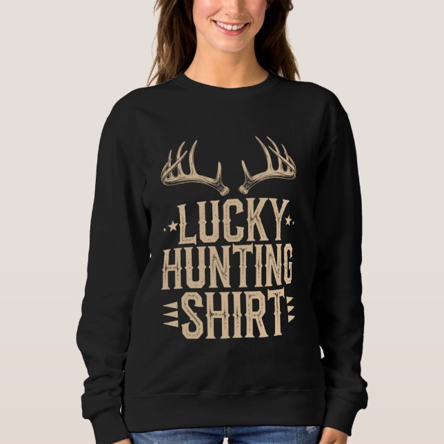 Lucky Hunting Tee Buck Deer Hunter Dad Funny Deer  (Front)