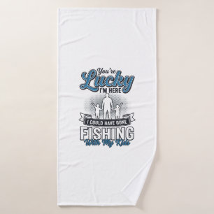 Lucky Im Here Family Fishing Vintage Shirt Design Bath Towel