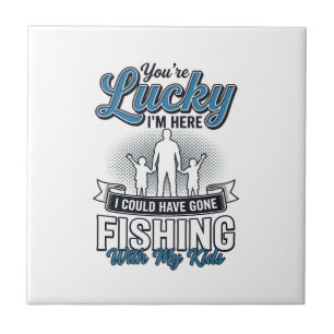 Lucky Im Here Family Fishing Vintage Shirt Design Tile