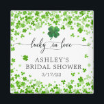 Lucky in Love 4 Leaf Clover Bridal Shower Favour  Magnet<br><div class="desc">Lucky in love Irish shamrock heart bridal shower favour magnet.. Matching items available in our shop.</div>