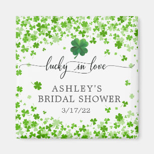 Lucky in Love 4 Leaf Clover Bridal Shower Favour Magnet